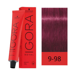 CREMA DE COLORACIÓN SCHWARZKOPF IGORA ROYAL 9-98 RUBIO MUY CLARO VIOLETA ROJO 60GR